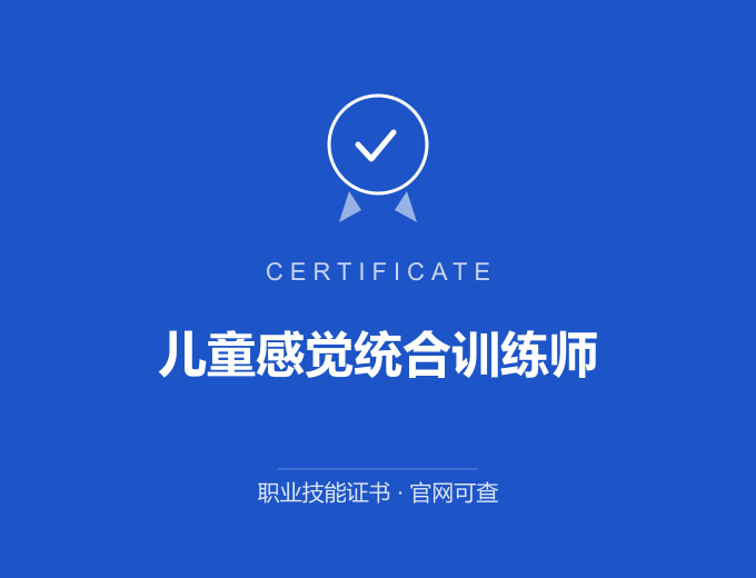 天津儿童感觉统合训练师证书 蓝色证书封面 职业技能证书 发证机构官网可查