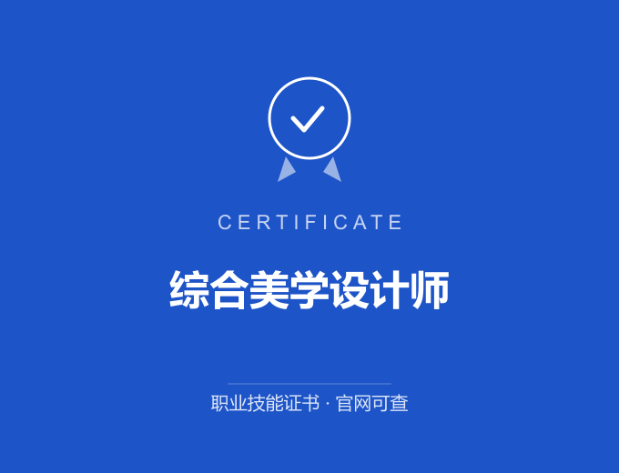 天津综合美学设计师证书 蓝色证书封面 职业技能证书 发证机构官网可查